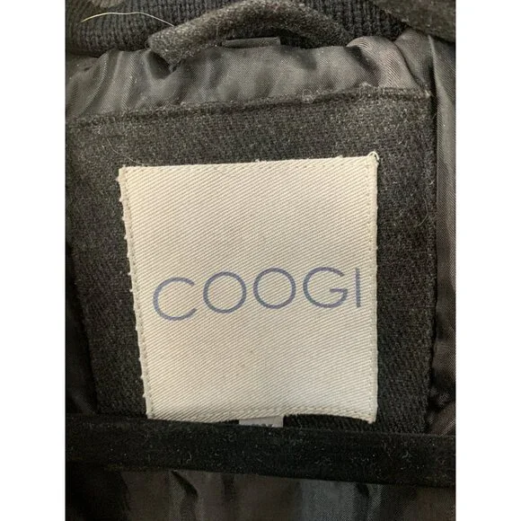 Coogi Mens Charcoal Black Wool Puffer Jacket Quilt Bomber 2XL 8757 Snap